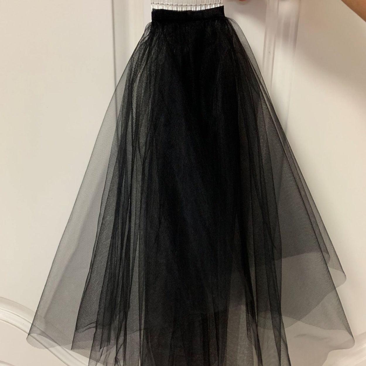 Black simple short double veil cover hair comb 644309462876 - COCOMELODY