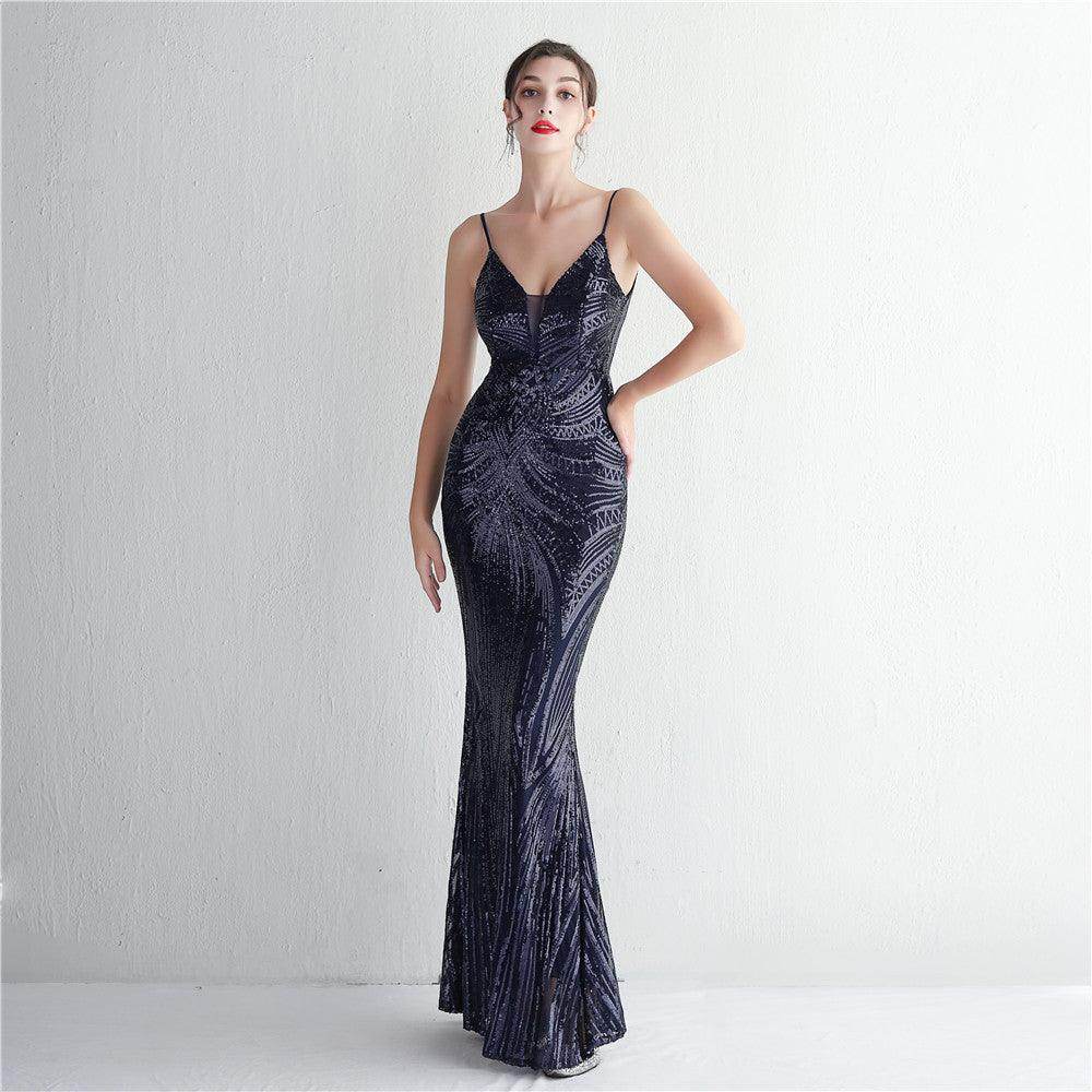 Trumpet-Mermaid Floor Length Sequins Dress 687482392338 - COCOMELODY