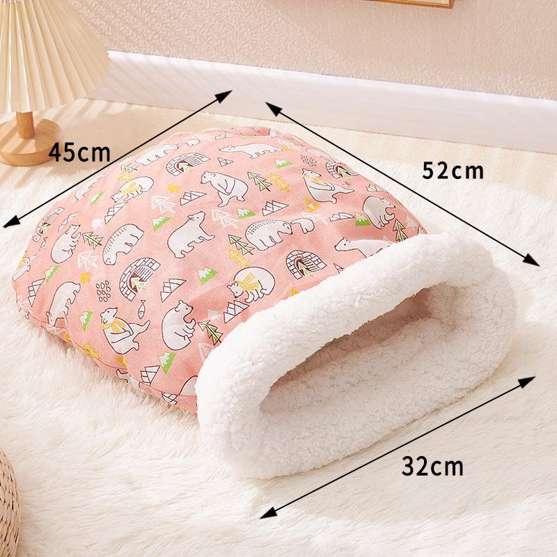 Winter warm enclosed cat bed Cat sleeping bag pet supplies 847107730999 - COCOMELODY