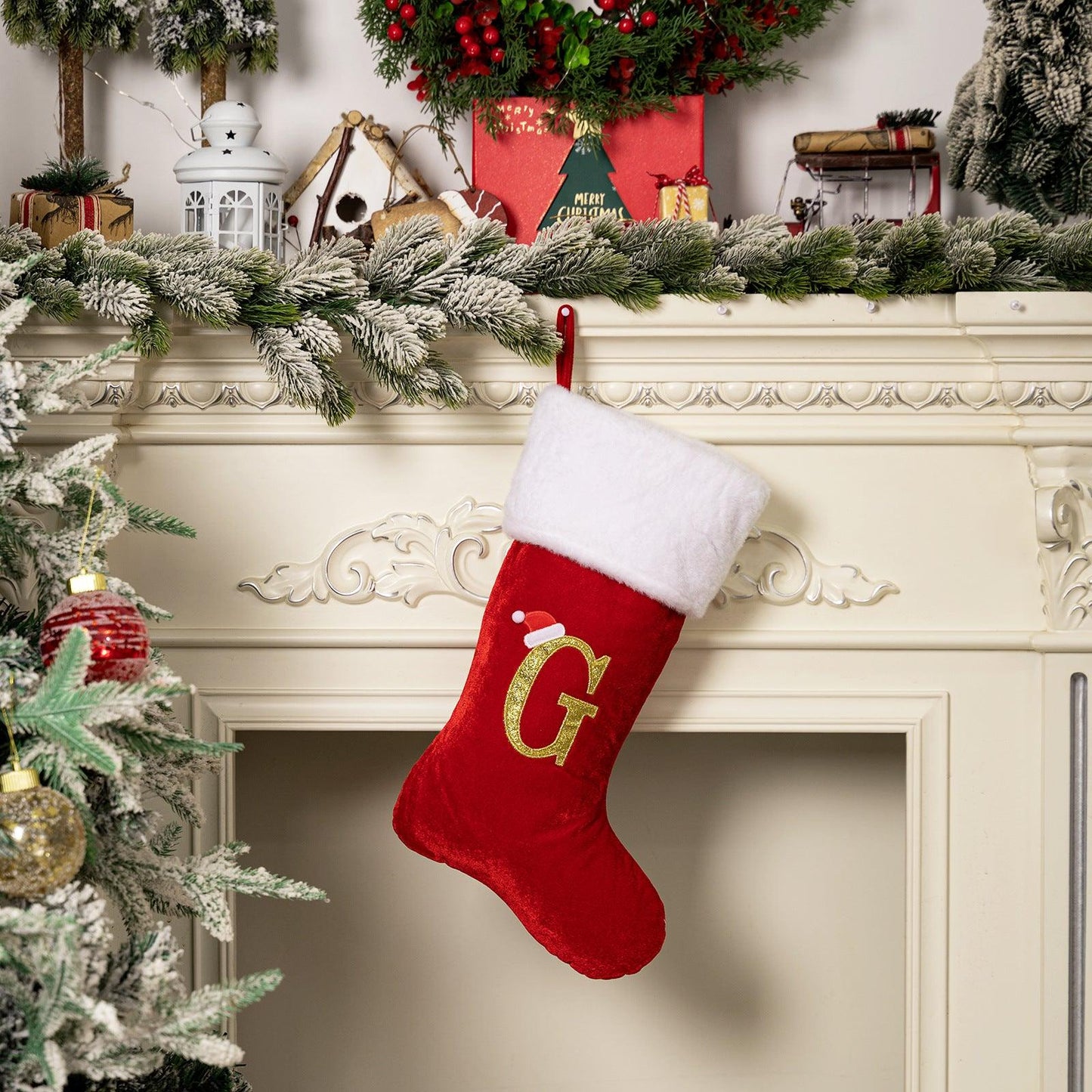 Christmas decoration supplies Red high-grade canary letter socks DIY name gift socks 829176143592