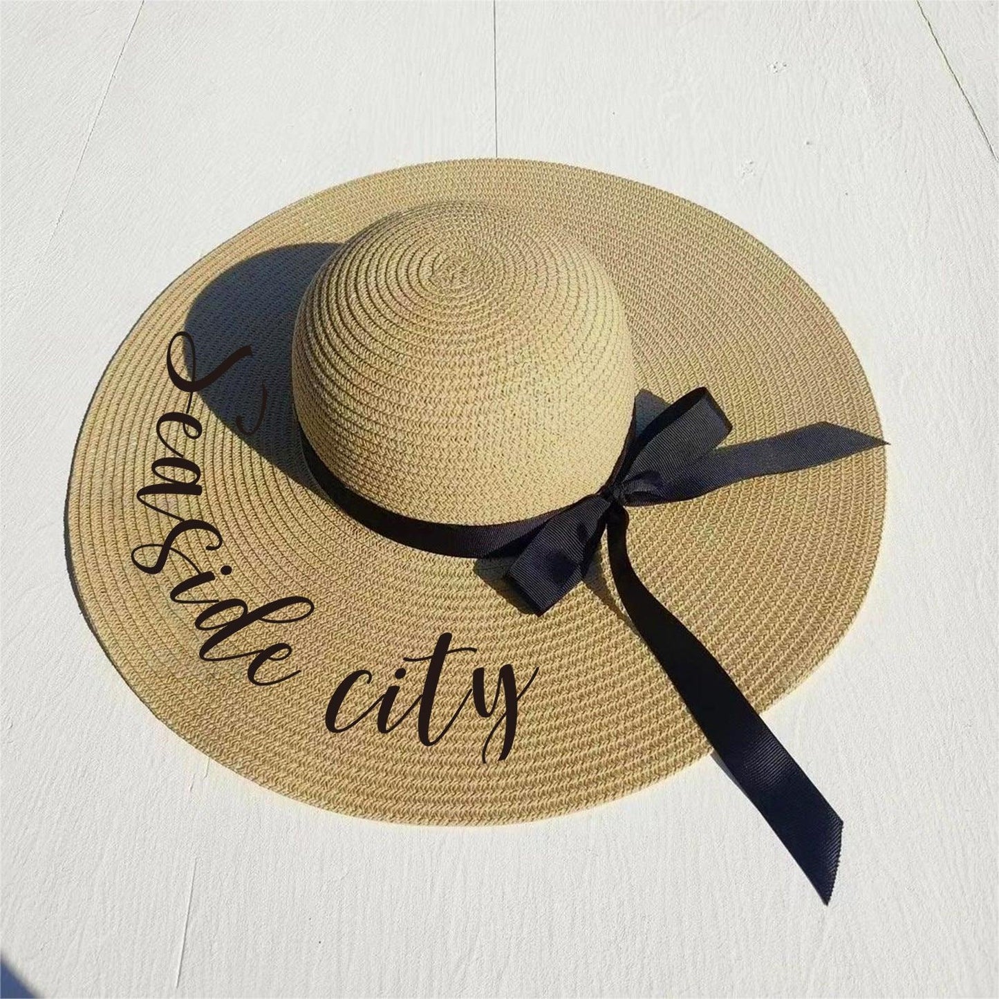 Straw hat beach hat Holiday sunblock hat UV face 822589156610 - COCOMELODY