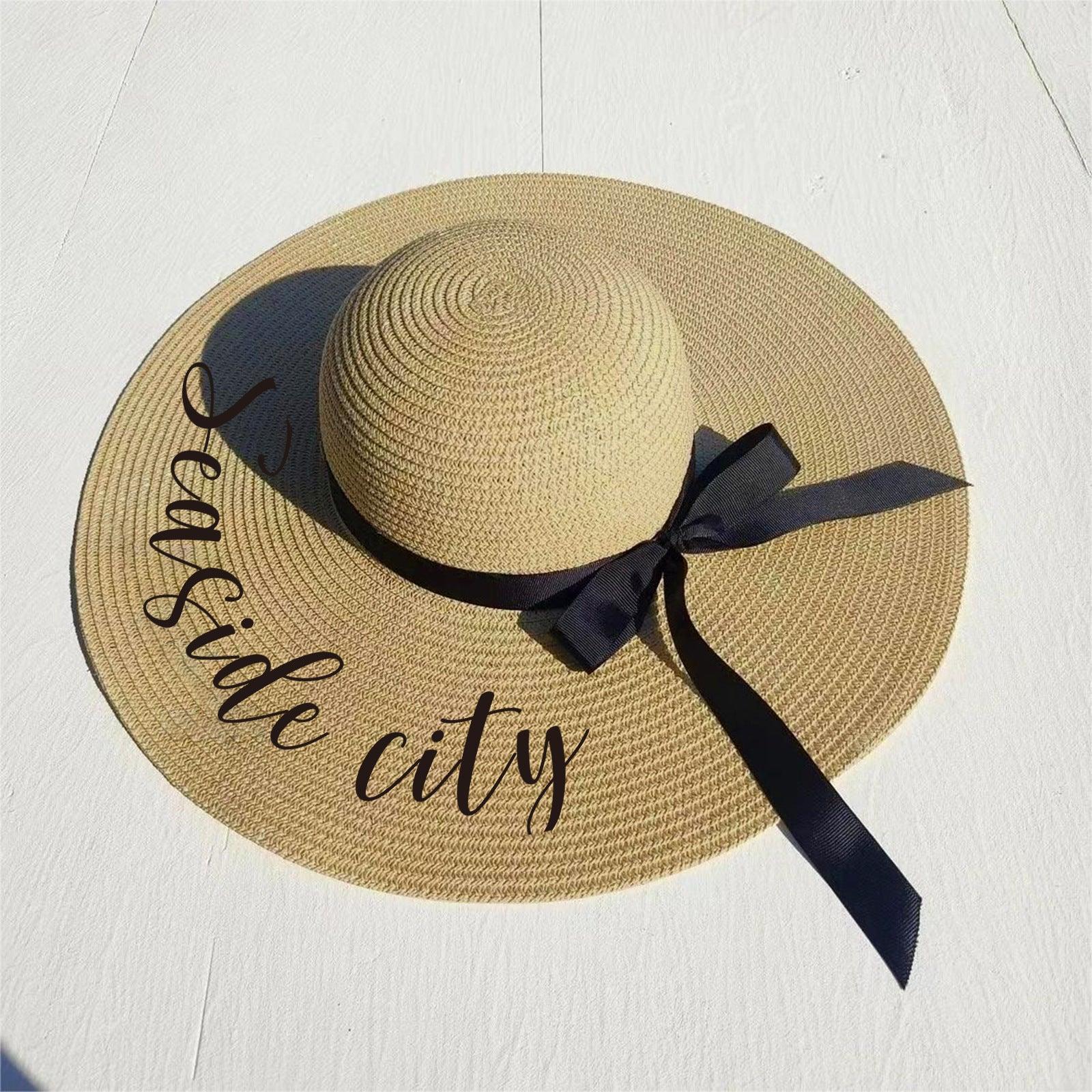 Straw hat beach hat Holiday sunblock hat UV face 822589156610 - COCOMELODY