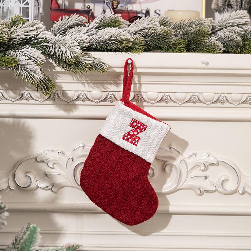 Christmas decorations Red knitted alphabet Embroidery Christmas socks Colorful DIY name gift socks 831001958177