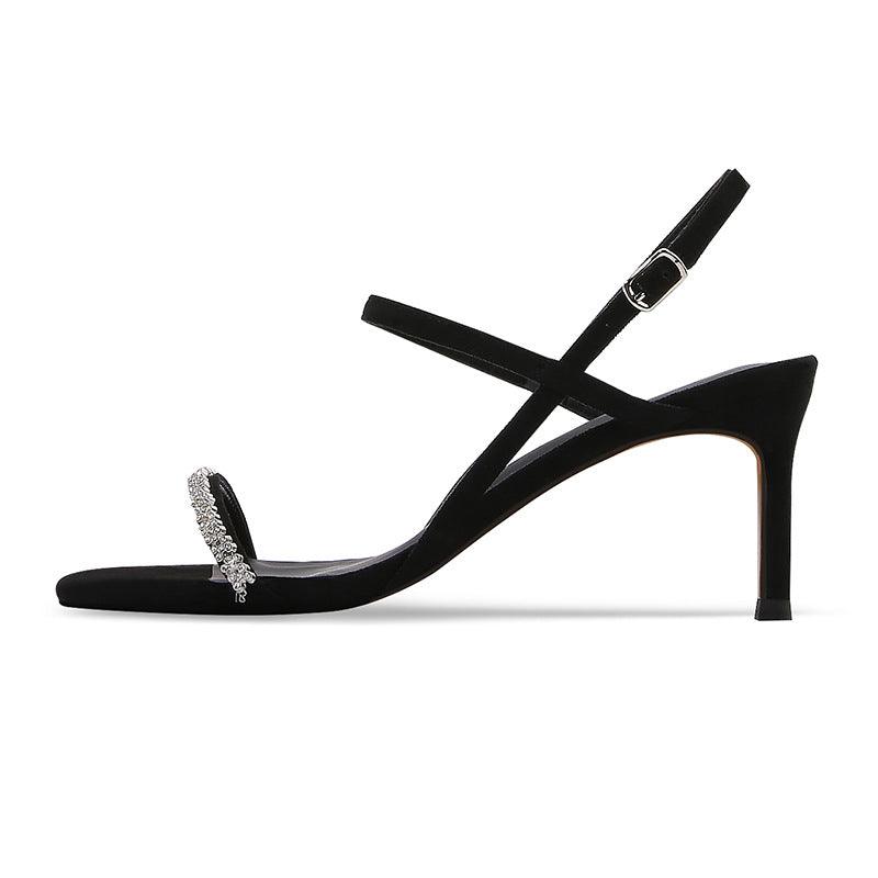 Stiletto sandals rhinestone buckle heels 662367759355 - COCOMELODY