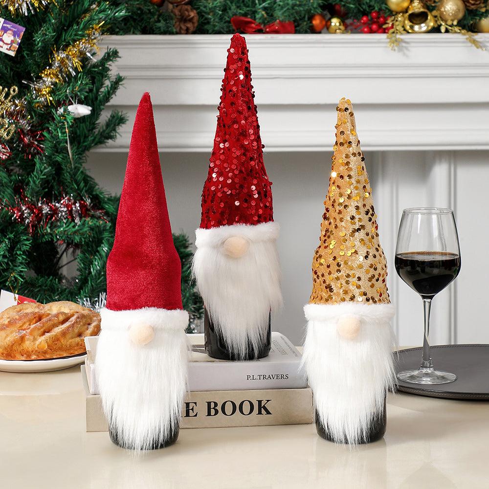 Christmas decorations sequin faceless doll bottle sleeve party 844089687689 - COCOMELODY