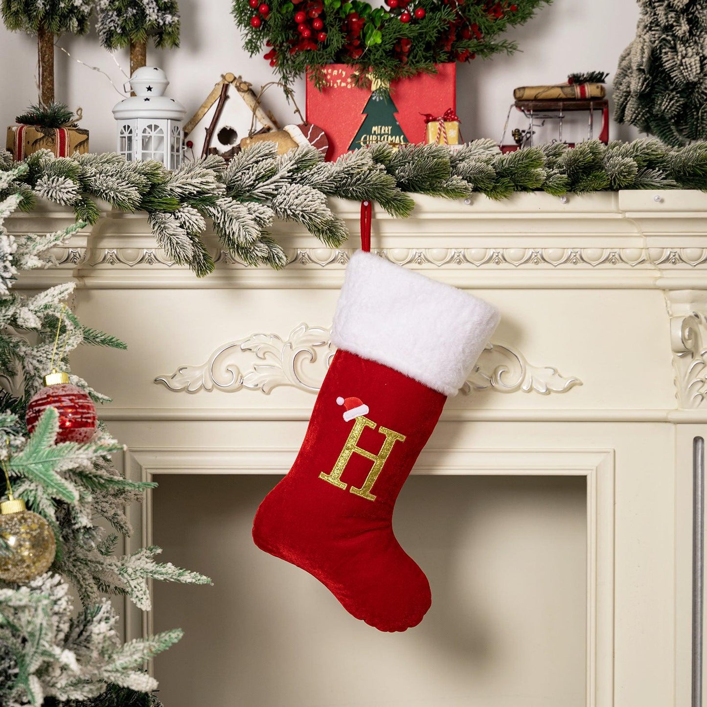 Christmas decoration supplies Red high-grade canary letter socks DIY name gift socks 829176143592