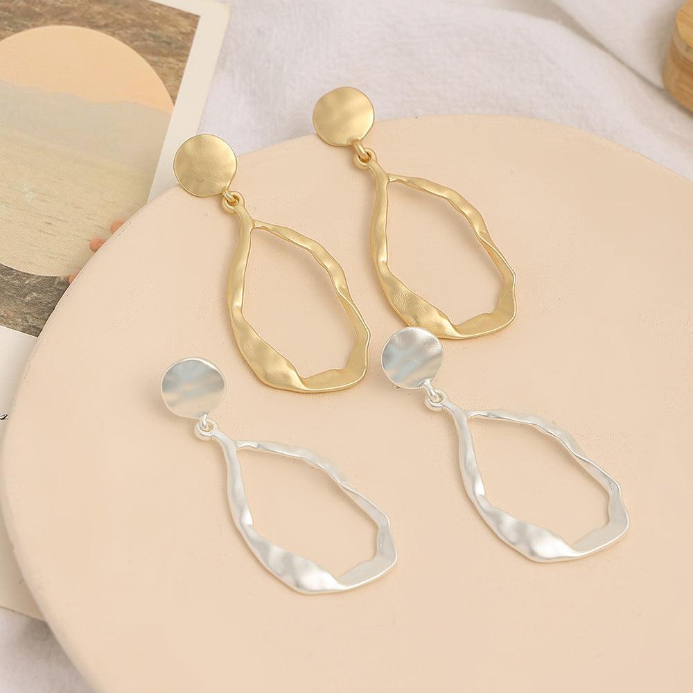 Drop shape striking surface stylish simple atmospheric earrings 676473740910 - COCOMELODY