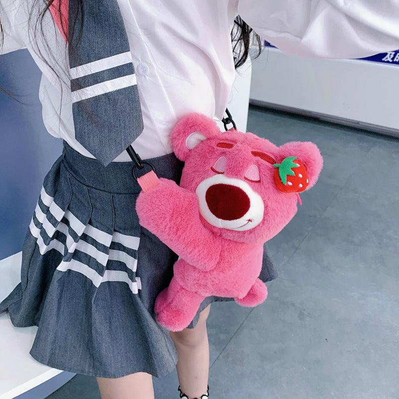 Straddle Strawberry Bear doll change kids bag 853476266016 - COCOMELODY