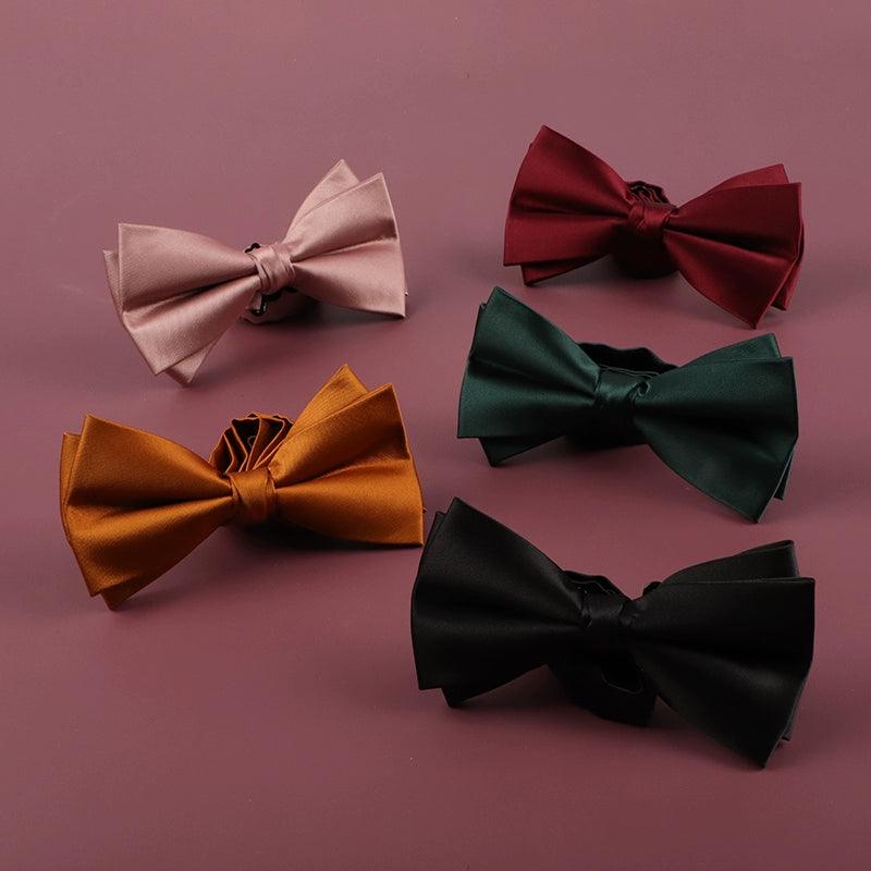 Men's 2-Piece Elastic Silk Like Satin Bow Ties Pocket Square 641989567542 - COCOMELODY
