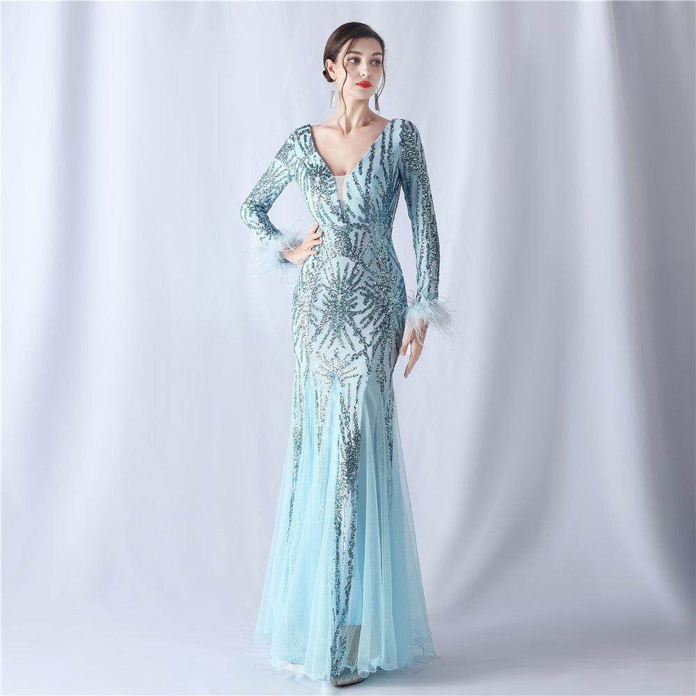 Trumpet-Mermaid Floor Length Sequins Dress 785114258670 - COCOMELODY