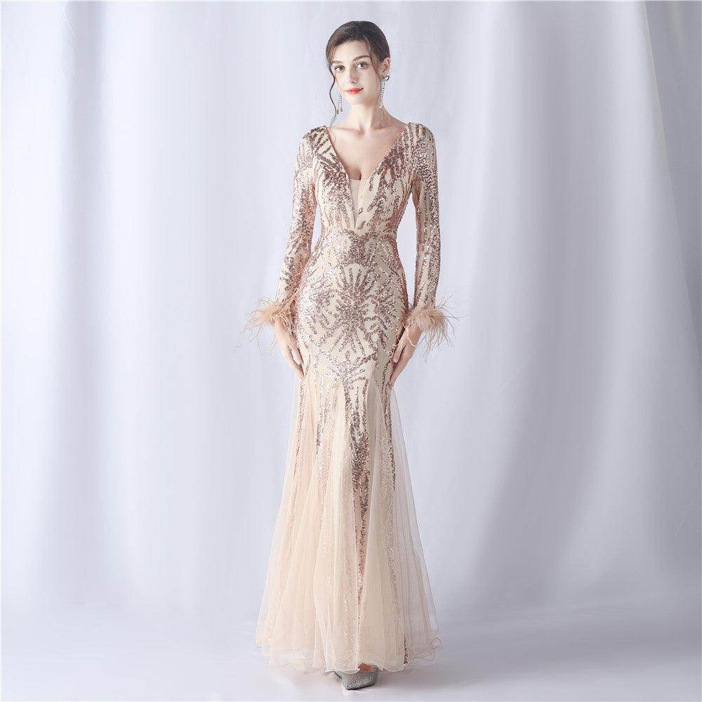 Trumpet-Mermaid Floor Length Sequins Dress 785114258670 - COCOMELODY