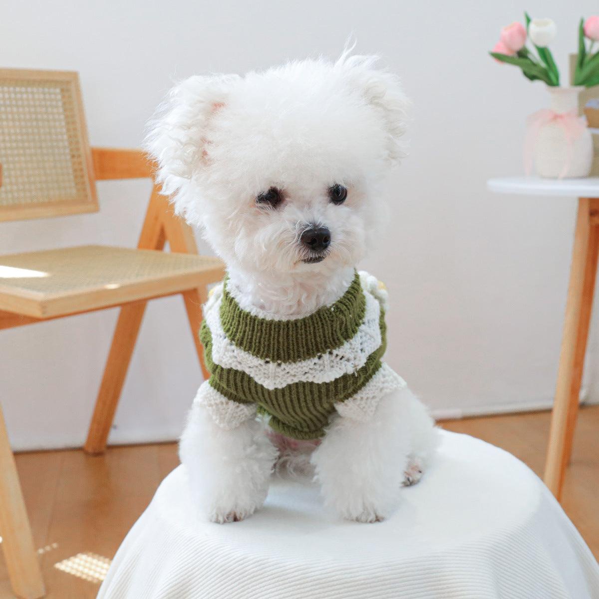 Autumn and winter dog flower sweaters pet cat clothing 650873775915 - COCOMELODY