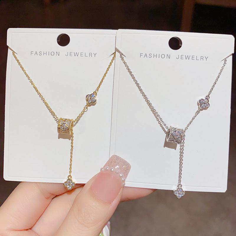 Small waist four-leaf flower fringe necklace 721791807073 - COCOMELODY