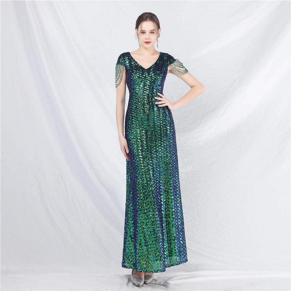 Trumpet-Mermaid Floor Length Sequins Dress 798985229504 - COCOMELODY