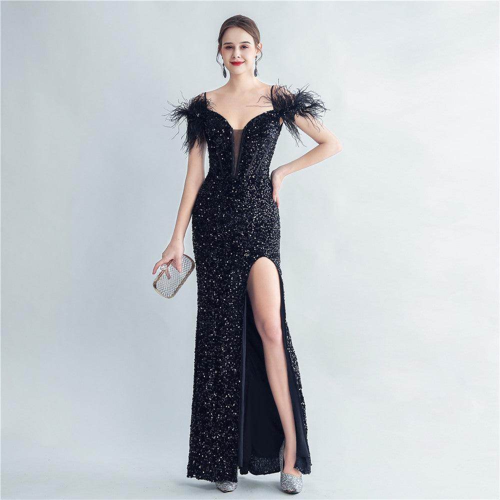 Trumpet-Mermaid Floor Length Sequins Dress 794624136176 - COCOMELODY
