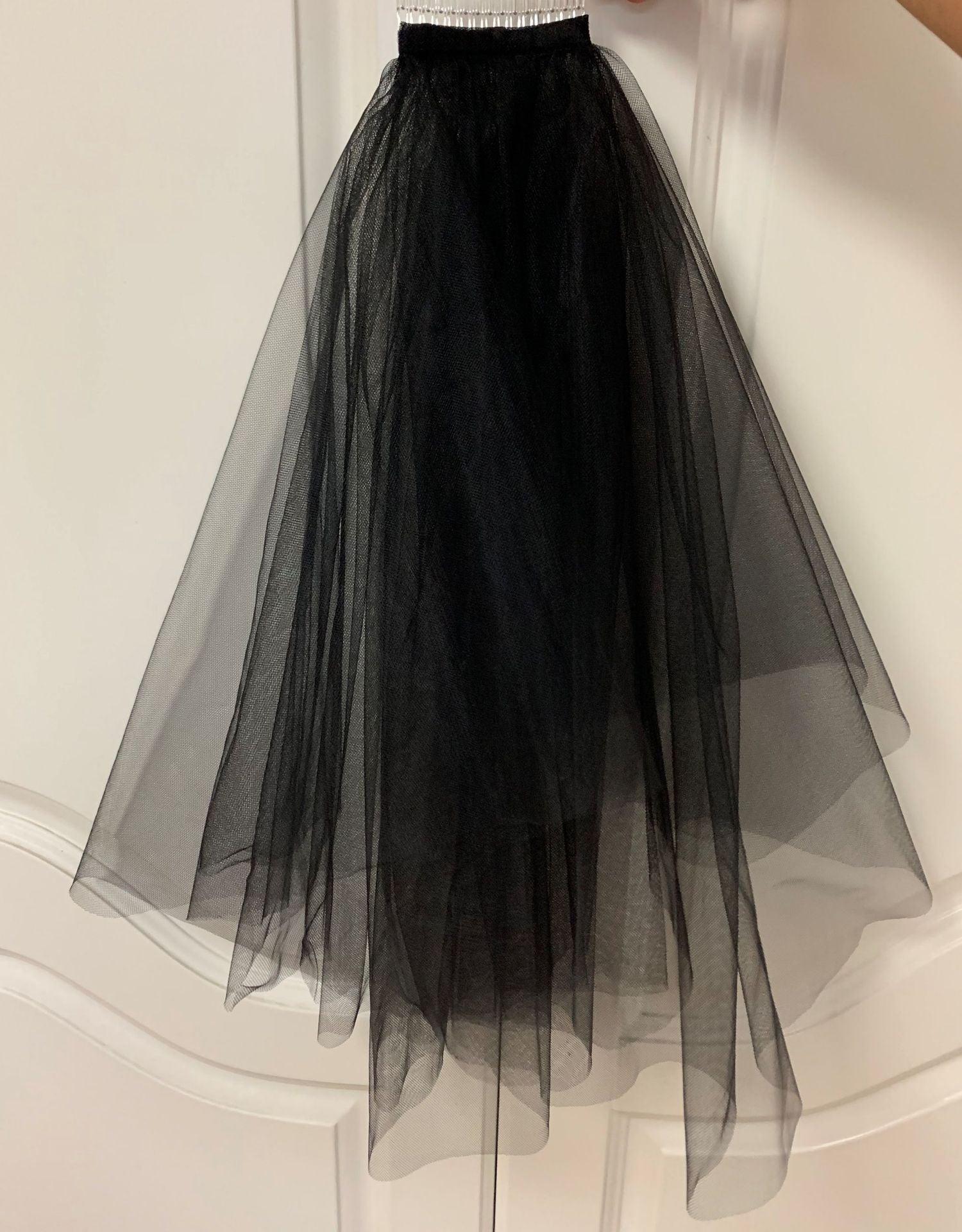 Black simple short double veil cover hair comb 644309462876 - COCOMELODY
