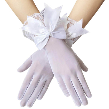 Mesh Gloves Hand-Decorated Lace Lace Bow Short Style Gloves 670423584870 - COCOMELODY