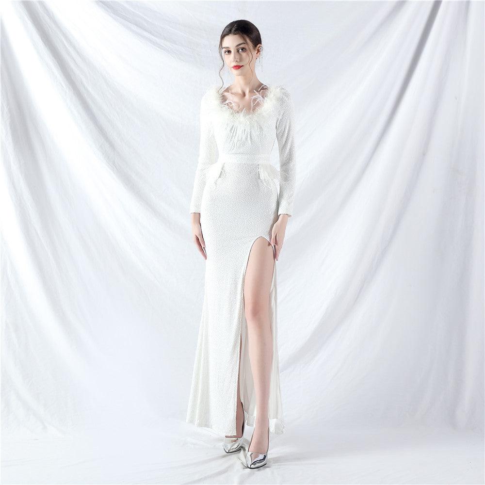 Trumpet-Mermaid Ankle Length Sequined Dress 807936765830 - COCOMELODY