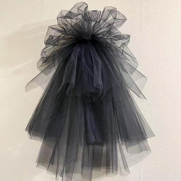 Wedding Headwear Pommel Gauze Black Styling Gauze Gothic Style 740756682227 - COCOMELODY