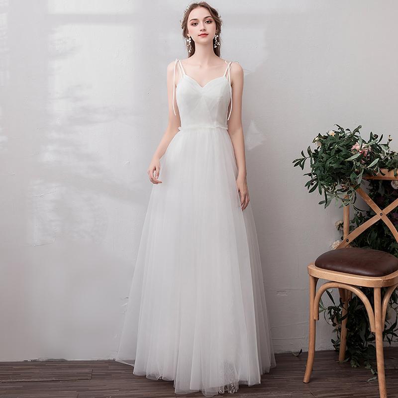 A-Line Floor Length Tulle Wedding Dress 725272414681 - COCOMELODY