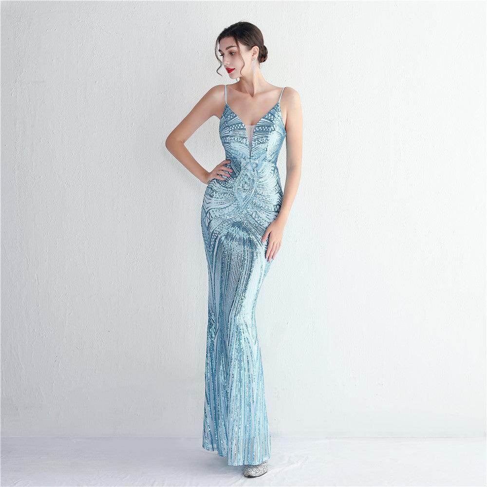 Trumpet-Mermaid Floor Length Sequins Dress 687482392338 - COCOMELODY