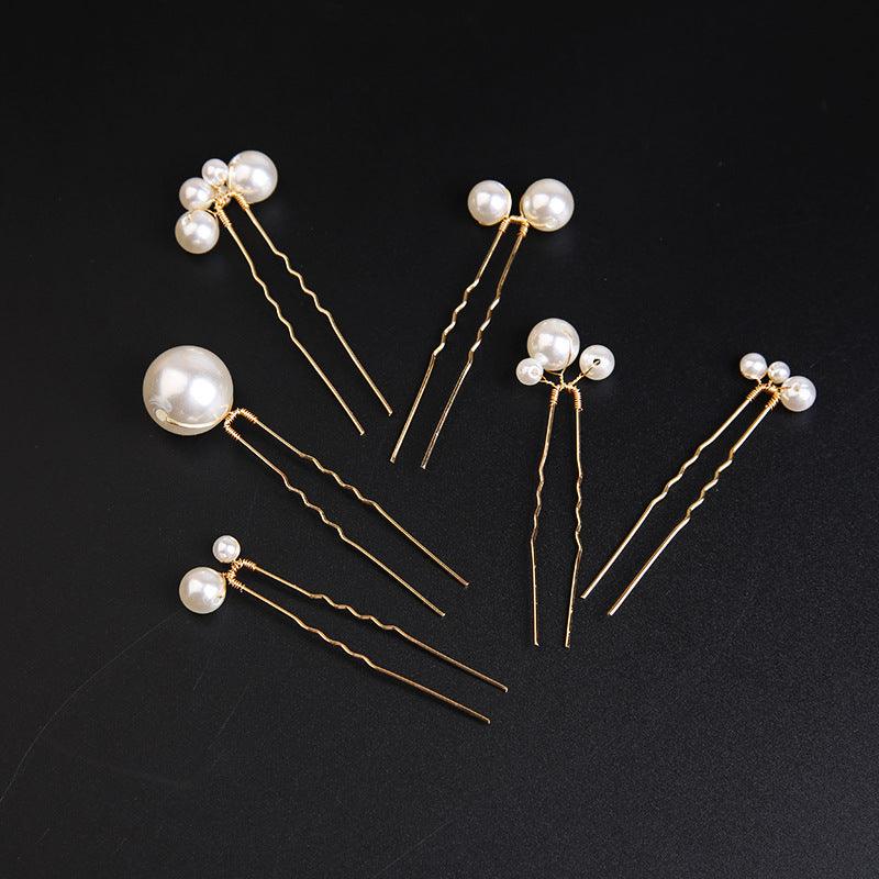 U-shaped Pearl Brida Hairpins 6 piece 684476301257 - COCOMELODY