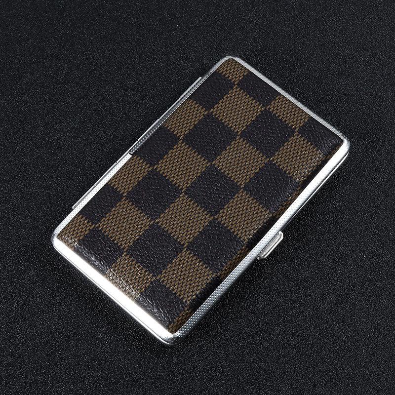 Ultra-thin portable men's leather creative metal high-grade leather cigarette case 775270864915 - COCOMELODY