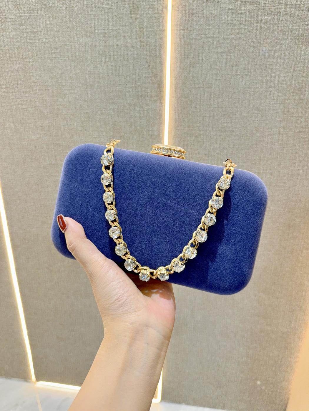 Evening clutch bag diamond-encrusted suede bag Dinner bag Women's crossbody bag 778944030967 - COCOMELODY