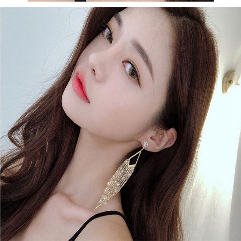 Exaggerated long tassel earrings Fashion geometric drop earrings 731620746741 - COCOMELODY