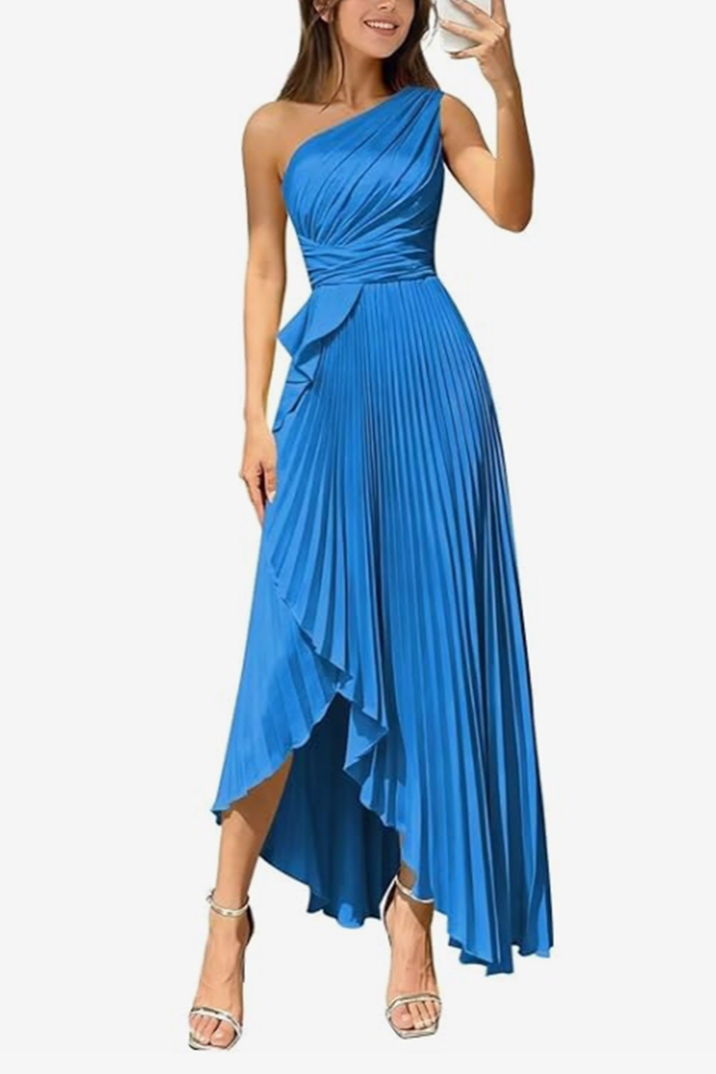 Asymmetrical Maxi Satin Dresses CS1076