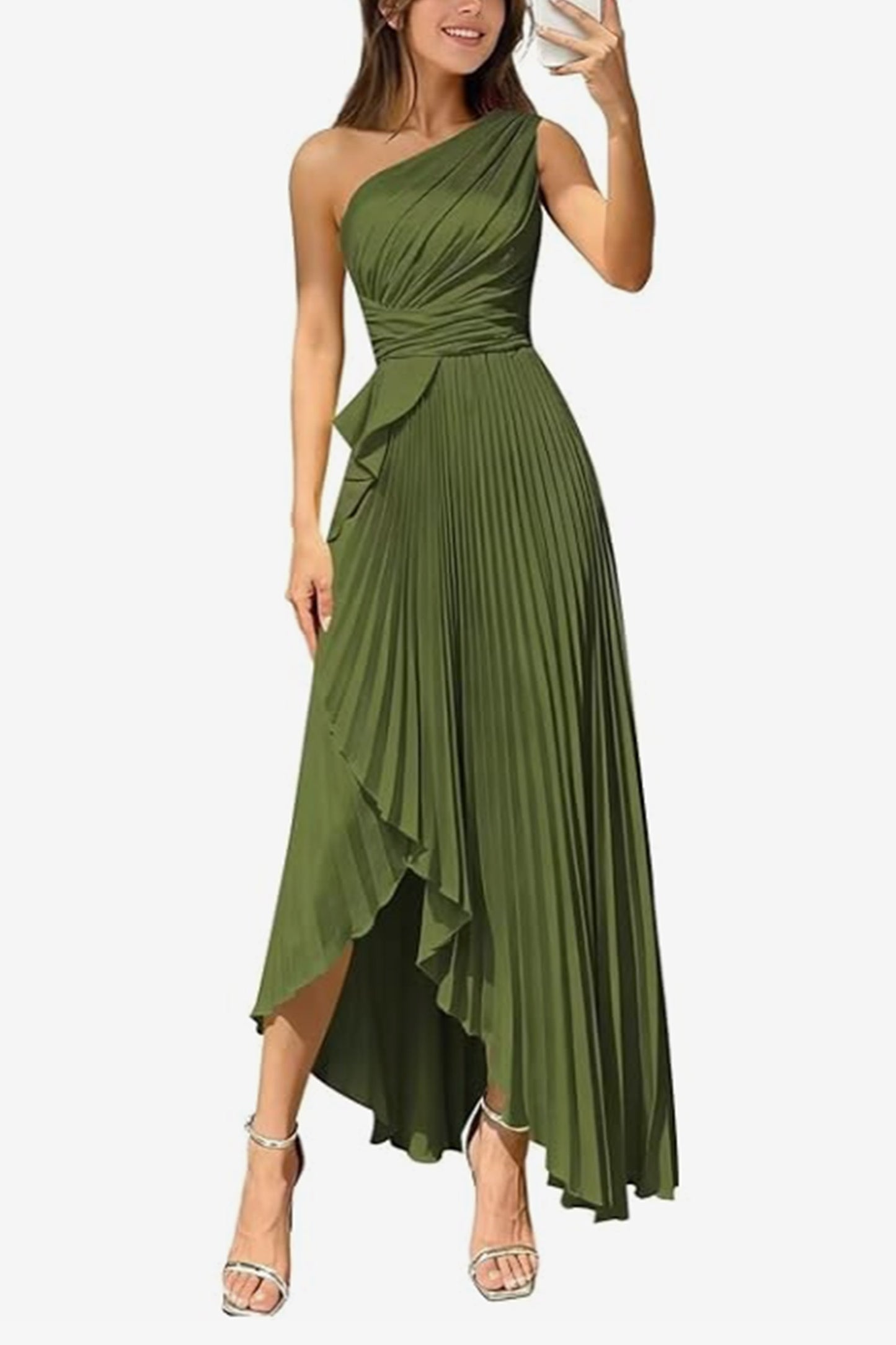 Asymmetrical Maxi Satin Dresses CS1076