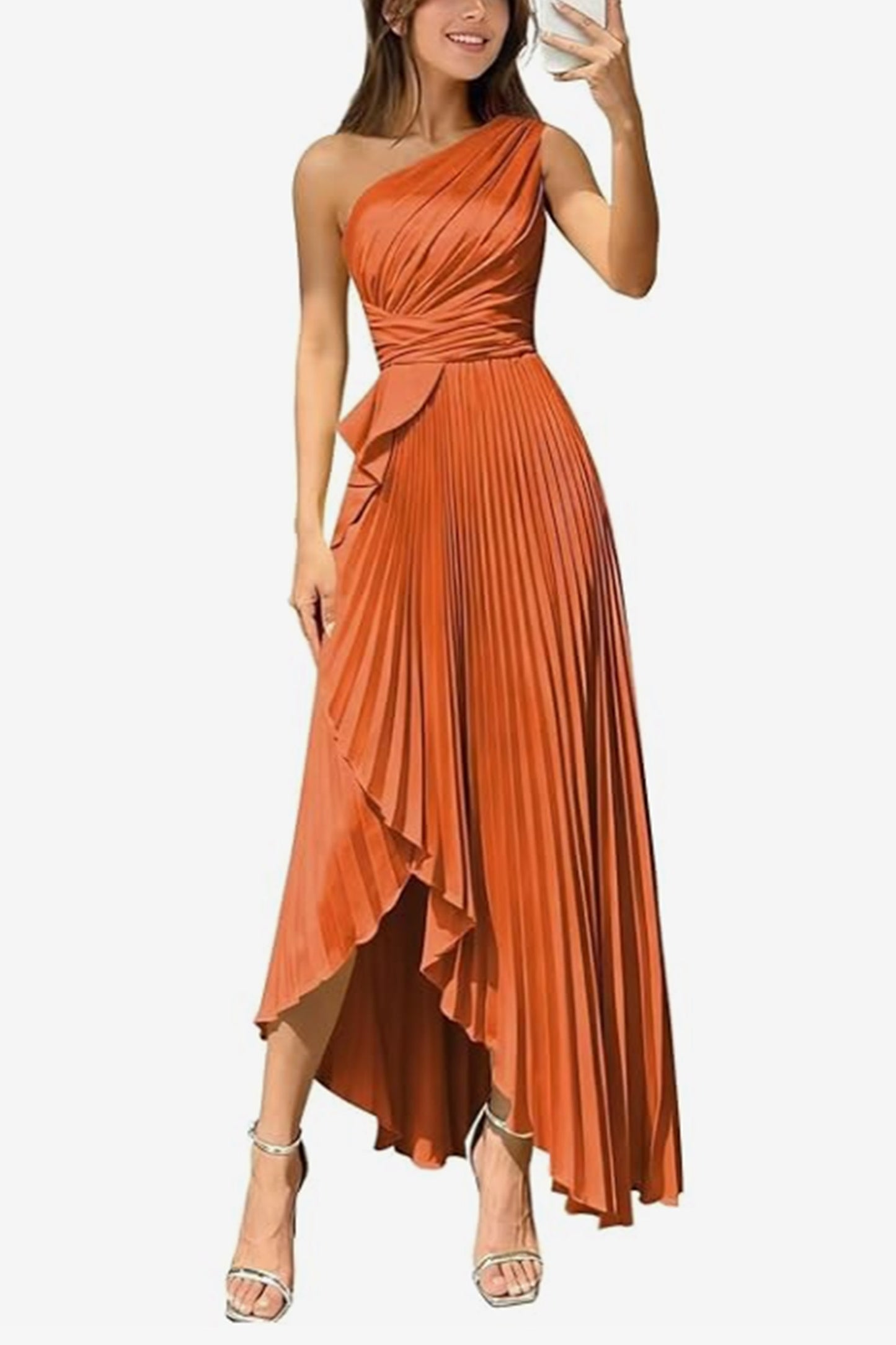Asymmetrical Maxi Satin Dresses CS1076