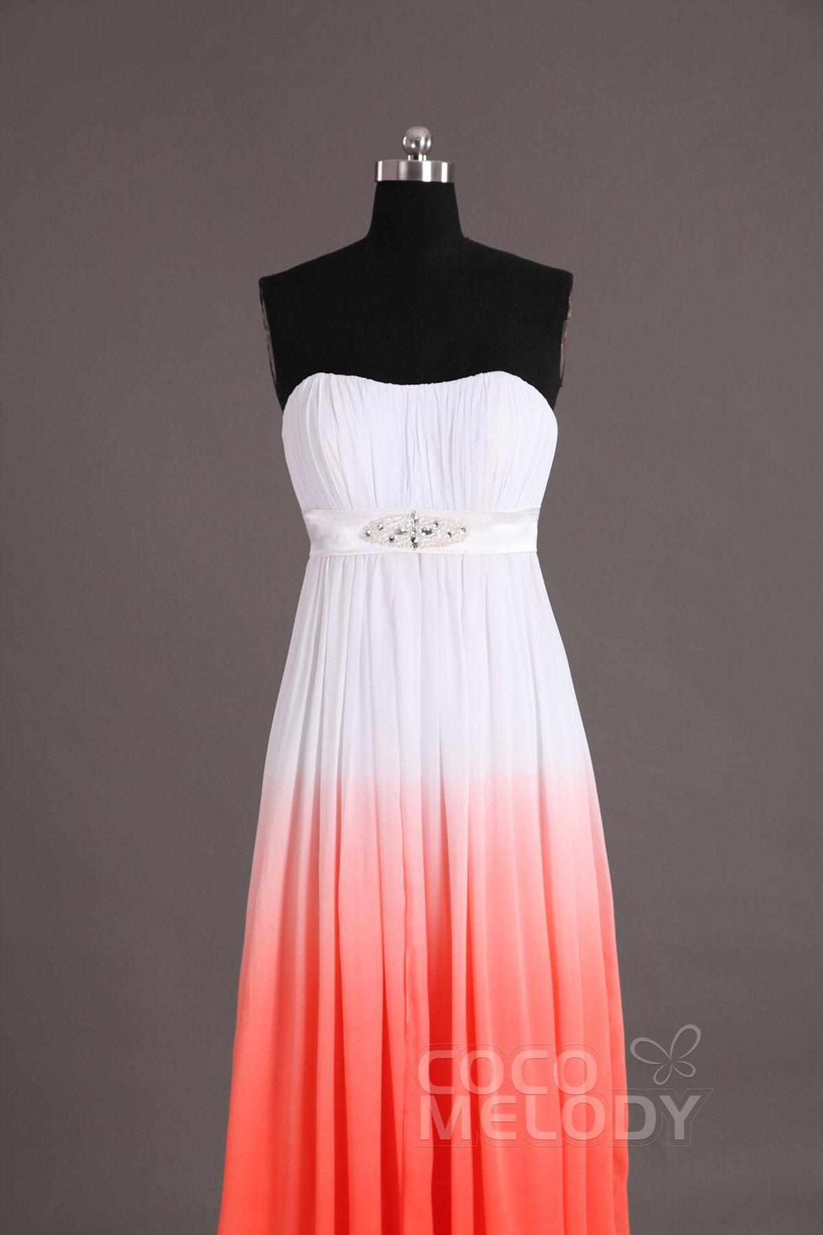 Sheath-Column Floor Length Chiffon Bridesmaid Dress Formal Dresses PR2917 - COCOMELODY