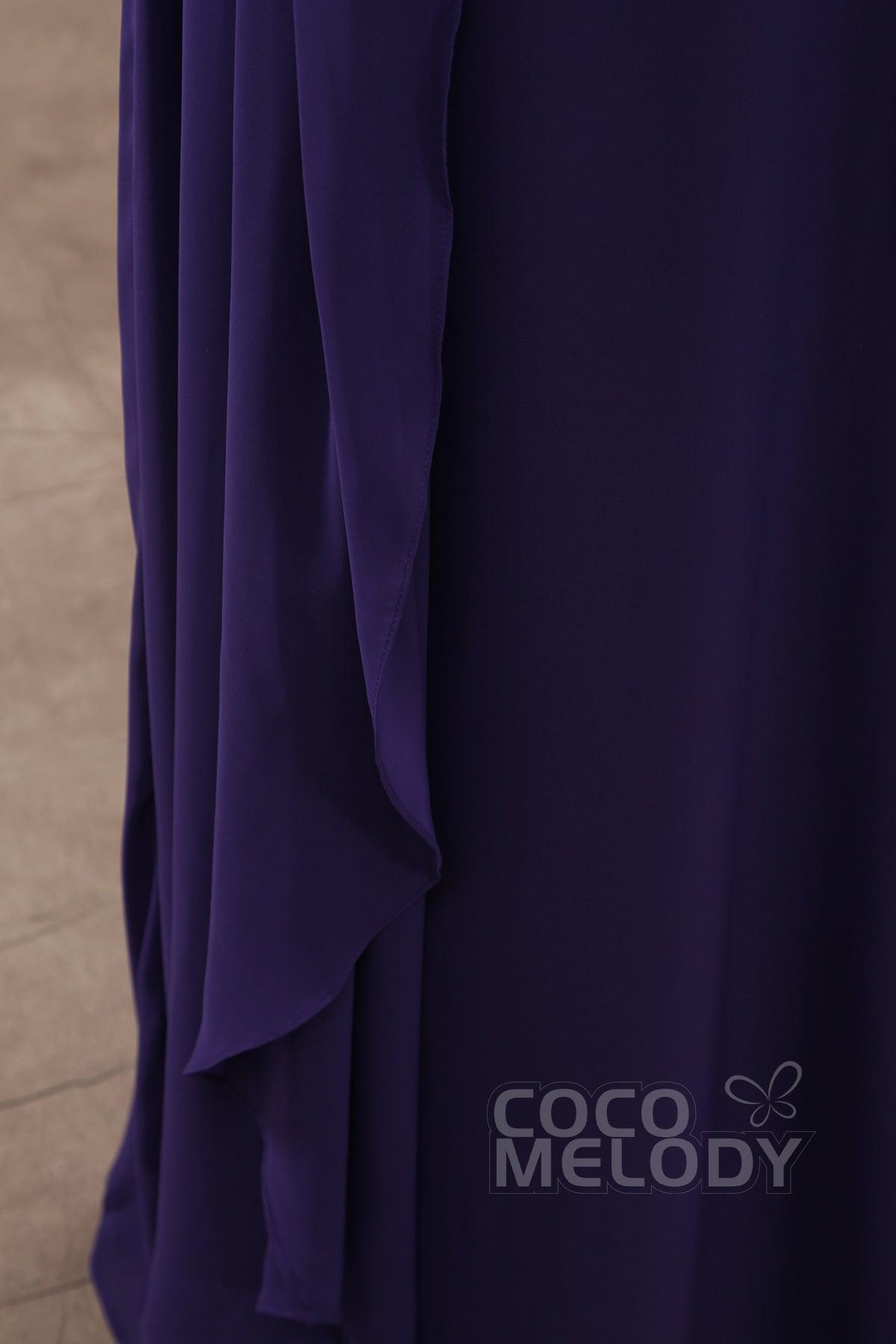Sheath Floor Length Chiffon Wedding Guest Dress COZF15009 - COCOMELODY