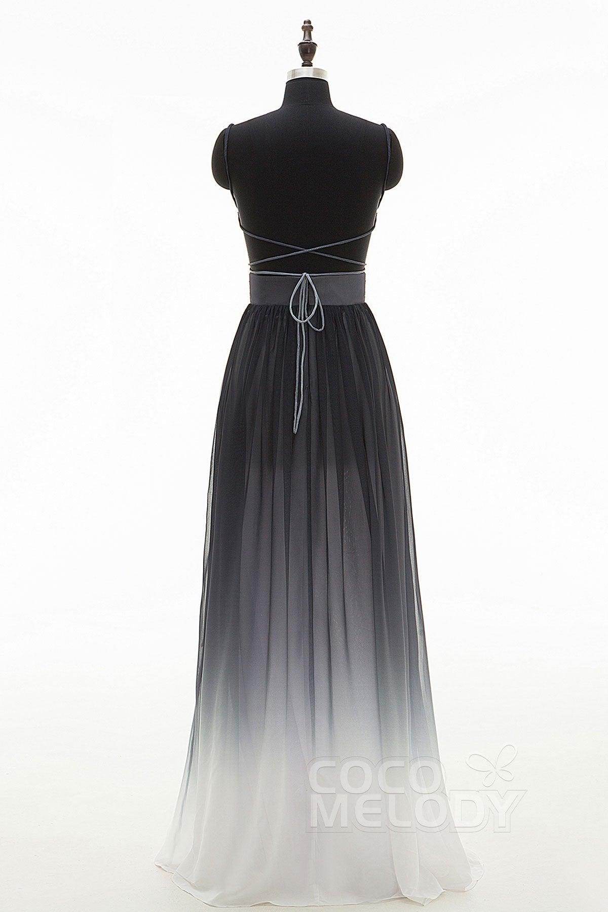 Sheath-Column Floor Length Ombre Chiffon Bridesmaid Dress COCOMELODY PR3268, Princess Blue Sheath-Column Floor Length Ombre Chiffon Bridesmaid Dress COCOMELODY PR3268, Princess Blue