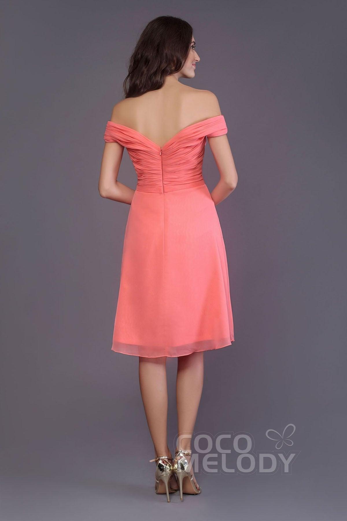 COCOMELODY Sheath-Column Knee Length Short Bridesmaid Dress PR3485 