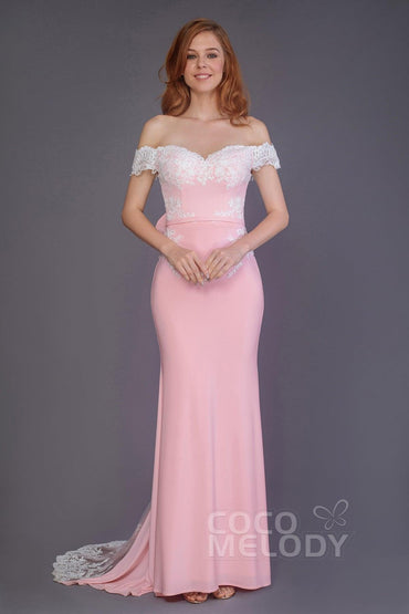 Mermaid Sweep Train Knitted Fabric Bridesmaid Dress PR3491