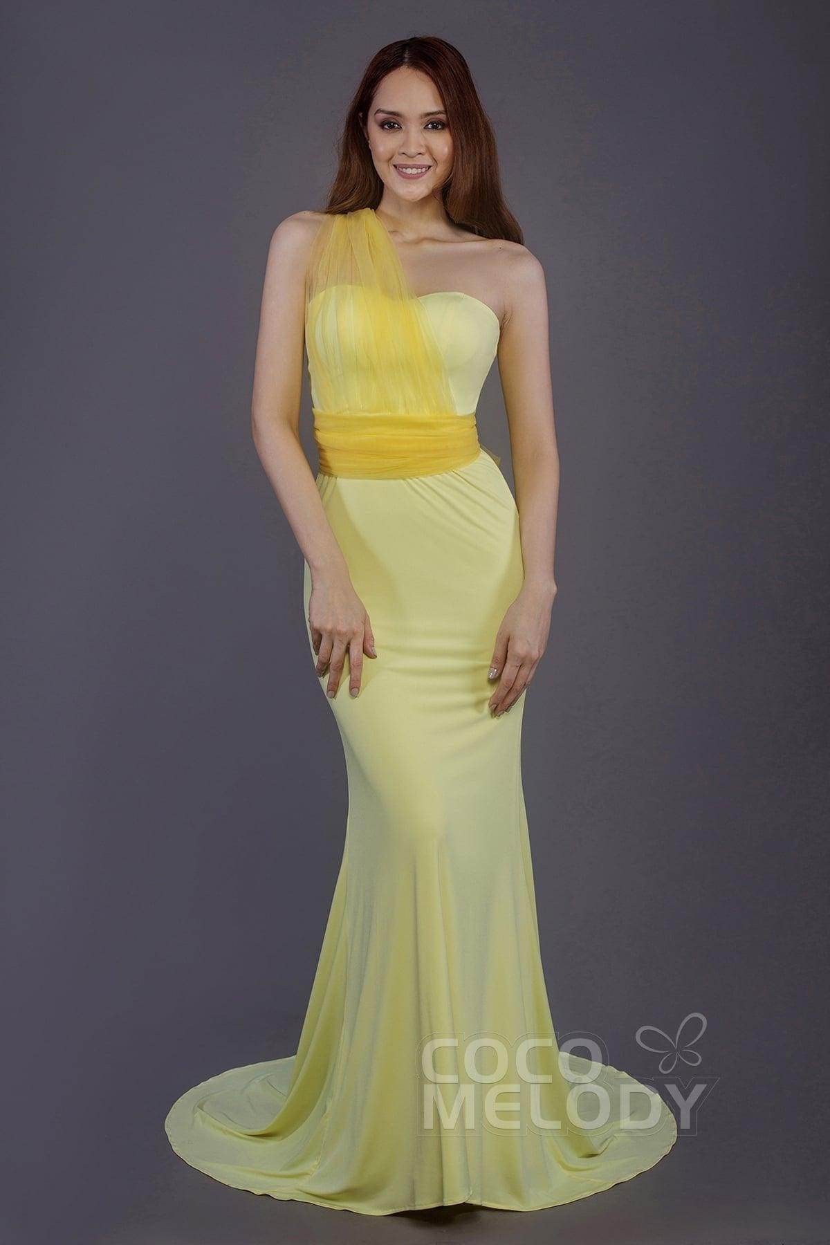 Mermaid Court Train Knitted Fabric Bridesmaid Dress PR3498 - COCOMELODY