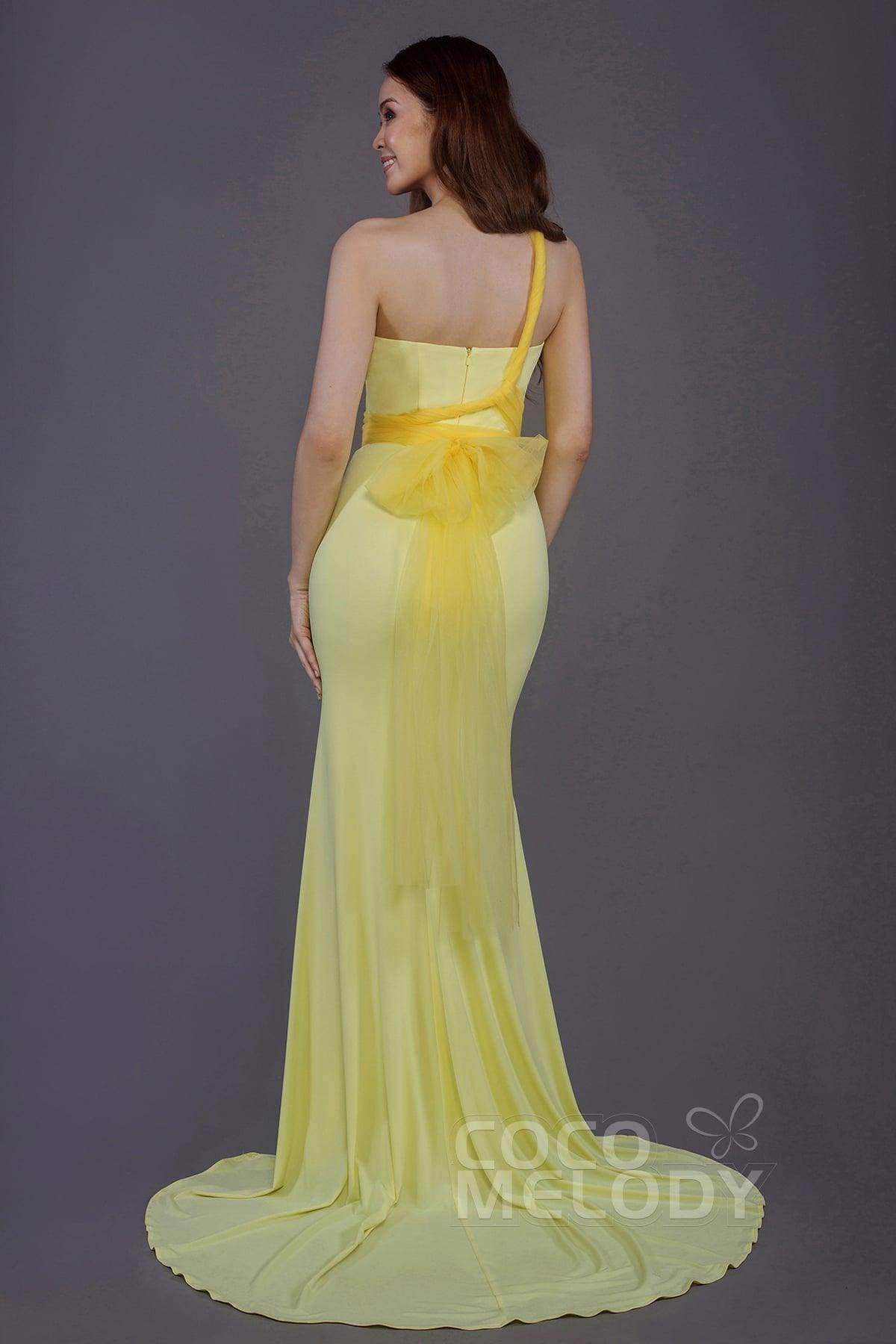 Mermaid Court Train Knitted Fabric Bridesmaid Dress PR3498 - COCOMELODY