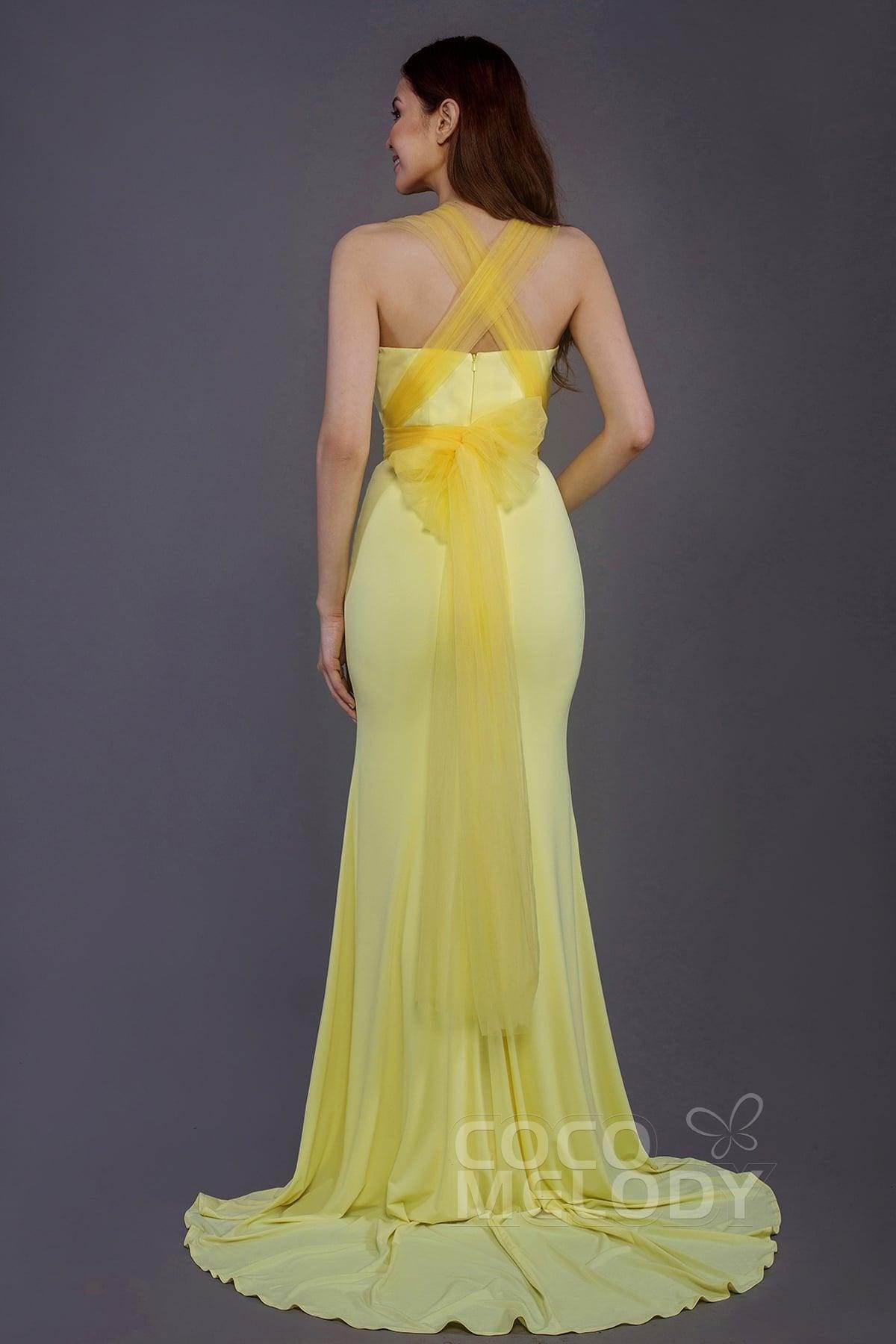 Mermaid Court Train Knitted Fabric Bridesmaid Dress PR3498 - COCOMELODY