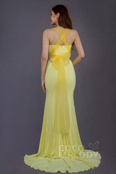 Mermaid Court Train Knitted Fabric Bridesmaid Dress PR3498 - COCOMELODY