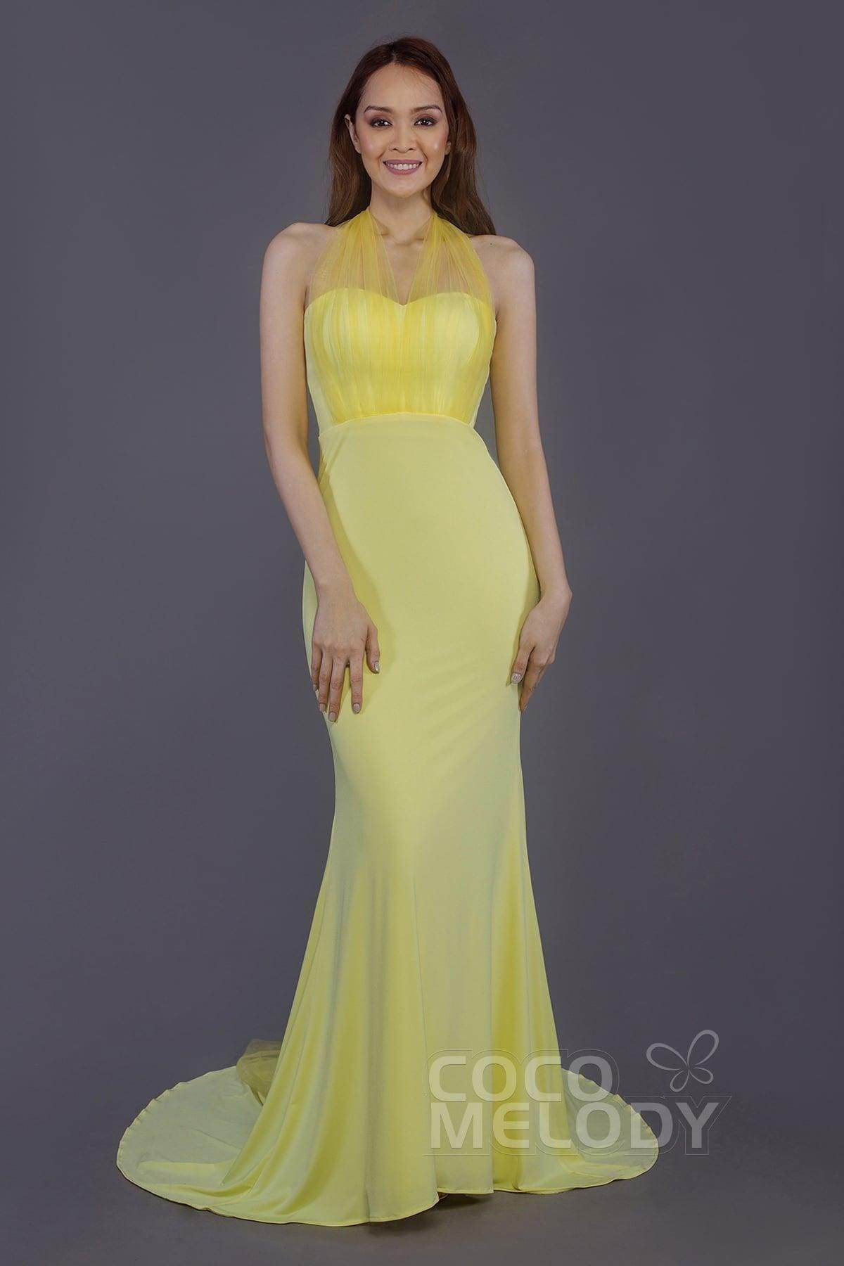 Mermaid Court Train Knitted Fabric Bridesmaid Dress PR3498 - COCOMELODY