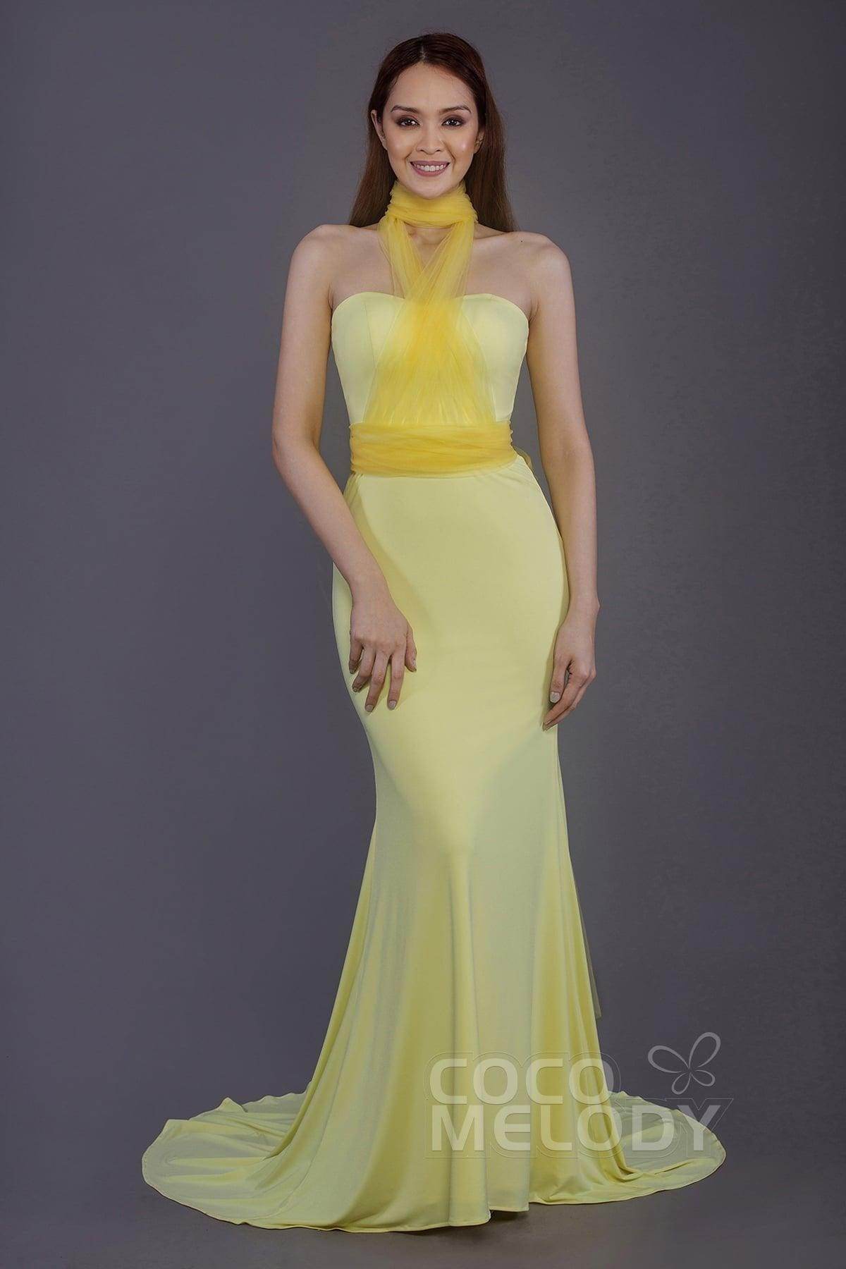 Mermaid Court Train Knitted Fabric Bridesmaid Dress PR3498 - COCOMELODY
