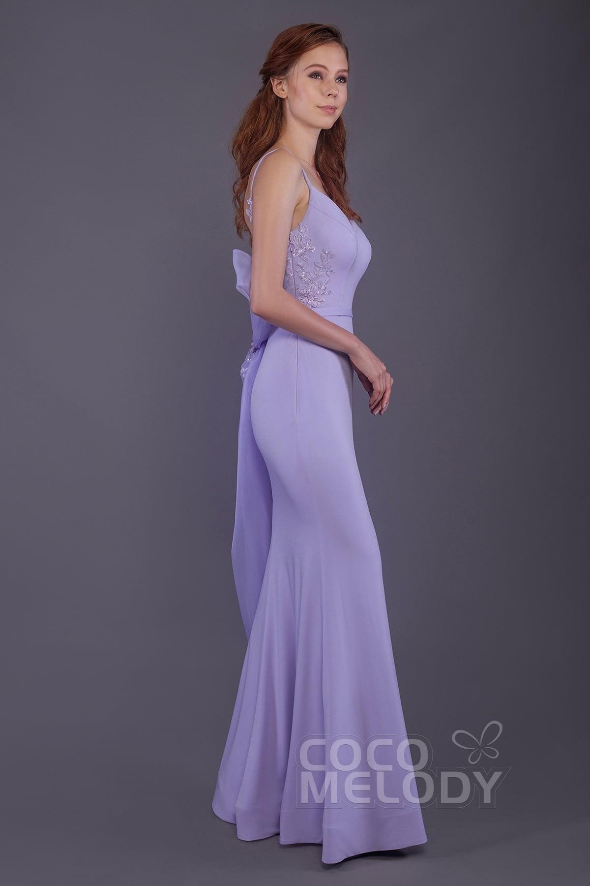 Mermaid Floor Length Knitted Fabric Bridesmaid Dress PR3511 - COCOMELODY