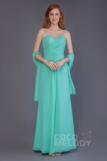 Sheath-Column Floor Length Chiffon Bridesmaid Dress PR3544 - COCOMELODY