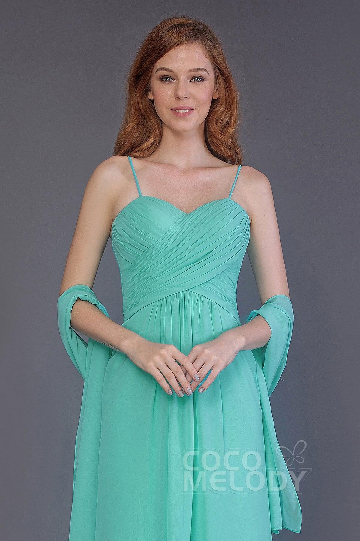 Sheath-Column Floor Length Chiffon Bridesmaid Dress PR3544 - COCOMELODY