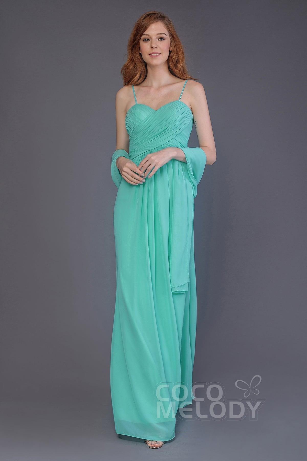 Sheath-Column Floor Length Chiffon Bridesmaid Dress PR3544 - COCOMELODY
