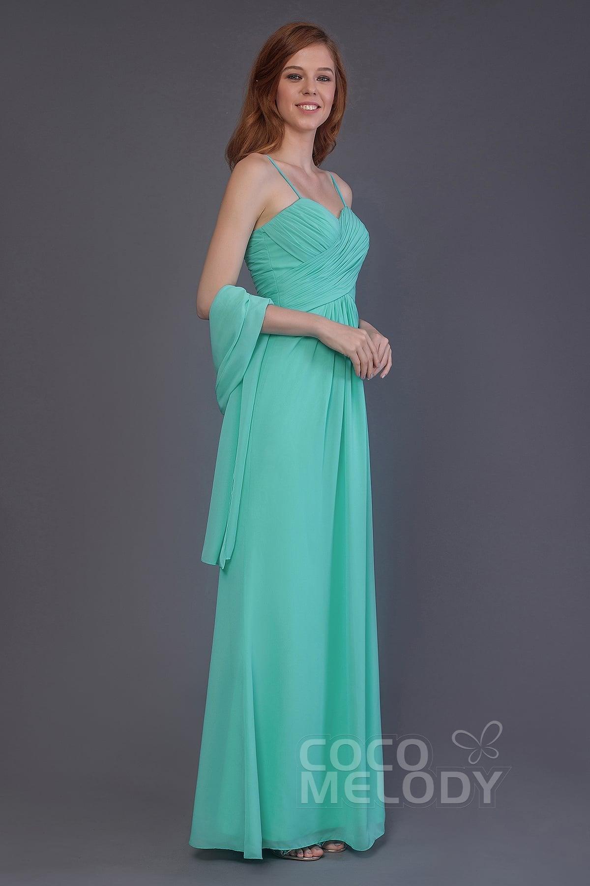 Sheath-Column Floor Length Chiffon Bridesmaid Dress PR3544 - COCOMELODY