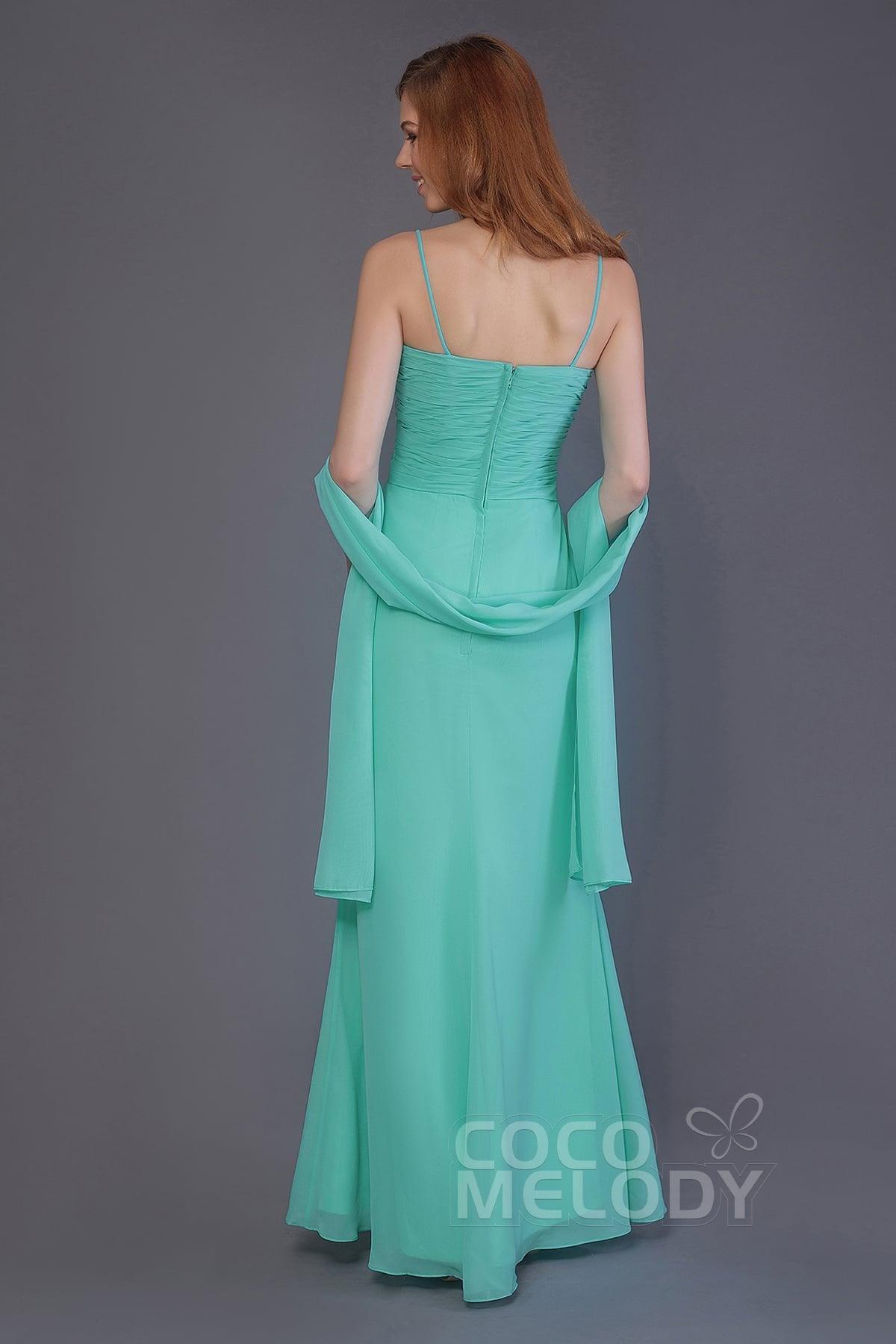 Sheath-Column Floor Length Chiffon Bridesmaid Dress PR3544 - COCOMELODY