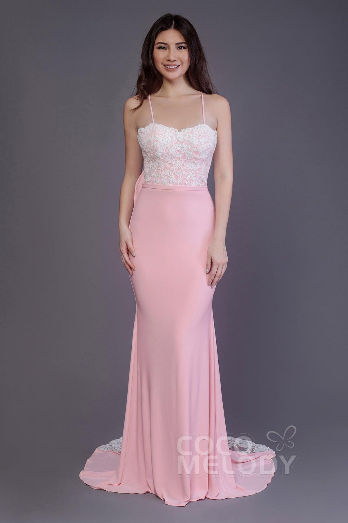 Mermaid Sweep Train Knitted Fabric Bridesmaid Dress PR3565 - COCOMELODY